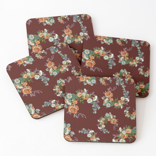 Artikelvorschau, Flower rose daisy branch pattern a watercolor red entworfen und verkauft von Yana Mustafina | Boho Soulful Designs.