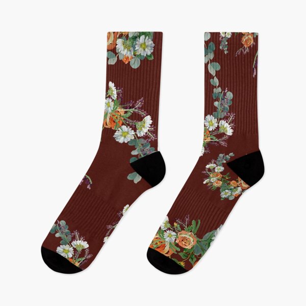 Artikelvorschau, Flower rose daisy branch pattern a watercolor red entworfen und verkauft von Yana Mustafina | Boho Soulful Designs.