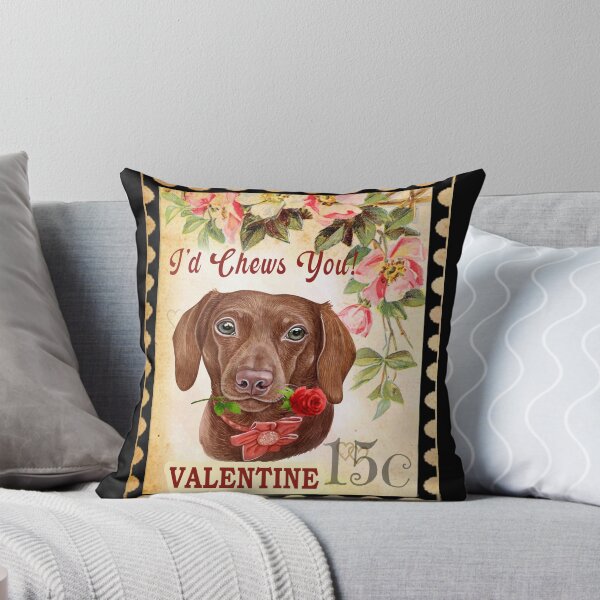 Item preview, Dachshund Vintage Valentine Funny Dog With Rose designed and sold by Cuddlythopia.