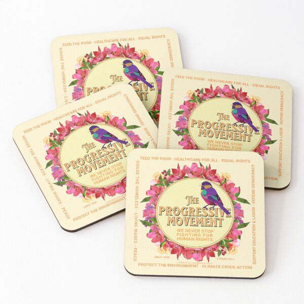 Item preview, PMD00115 Progressive Movement Designs floral wreath on cream for progressives designed and sold by ProgressiveLeft.