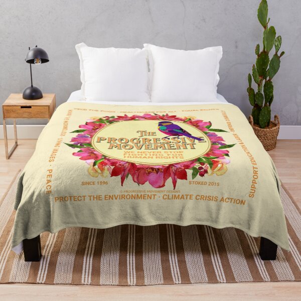 Aperçu de l'œuvre PMD00115 Progressive Movement Designs couronne de fleurs sur crème pour progressistes créée et vendue par ProgressiveLeft.