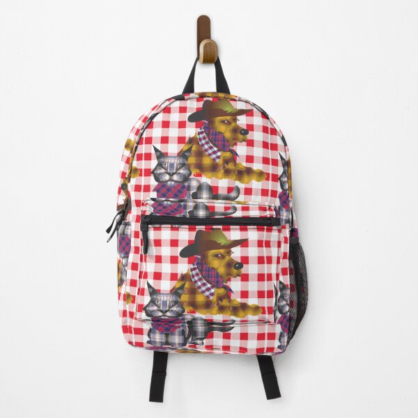 Item preview, Gingham Dog and Calico Cat in Western Cowboy style (AI Generated Art) designed and sold by Cowboy Folly.