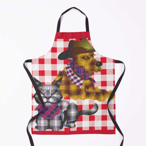 Item preview, Gingham Dog and Calico Cat in Western Cowboy style (AI Generated Art) designed and sold by Cowboy Folly.