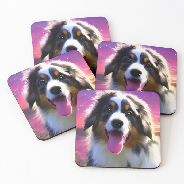 Item preview, Australian shepherd dog with magical nature wallpaper designed and sold by The Love Quill.