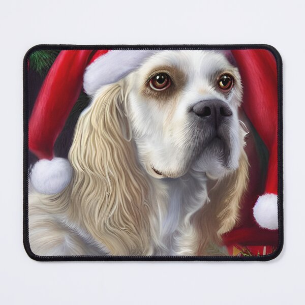 Item preview, Christmas Clumber Spaniel Wearing A Santa Hat designed and sold by ZenEverAI.