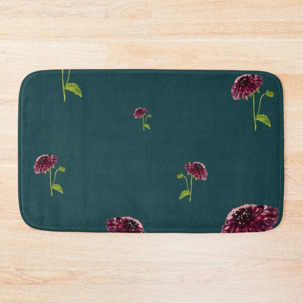 Aperçu de l'œuvre Dahlia red seamless cute pattern a watercolor turquoise créée et vendue par Yana Mustafina | Boho Soulful Designs.