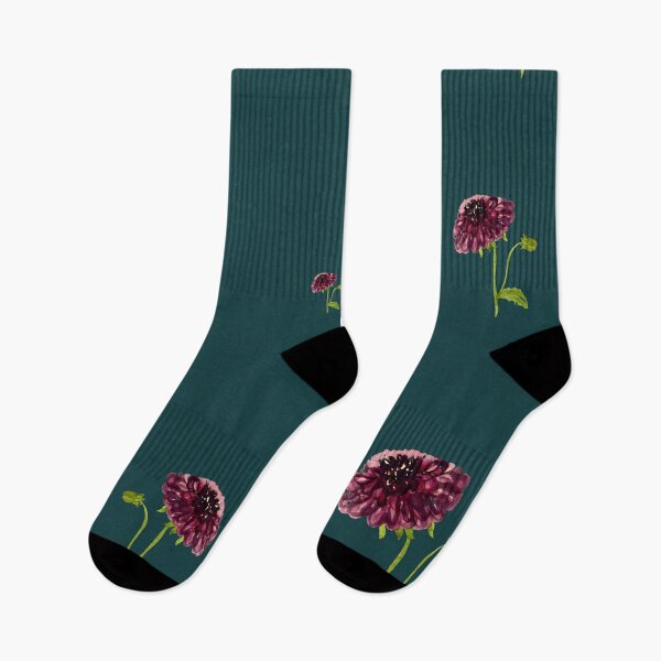 Artikelvorschau, Dahlia red seamless cute pattern a watercolor turquoise entworfen und verkauft von Yana Mustafina | Boho Soulful Designs.