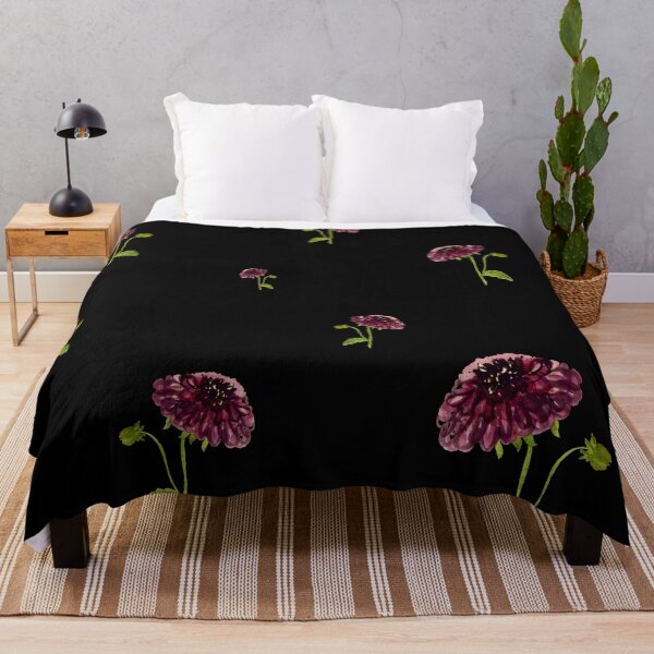 Item preview, Dahlia red seamless cute pattern a watercolor black designed and sold by Yana Mustafina | Boho Soulful Designs.