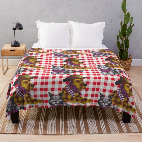 Item preview, Gingham Dog and Calico Cat in Western Cowboy style (AI Generated Art) designed and sold by Cowboy Folly.
