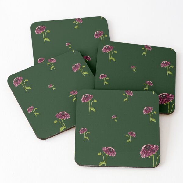 Artikelvorschau, Dahlia red seamless cute pattern a watercolor green entworfen und verkauft von Yana Mustafina | Boho Soulful Designs.