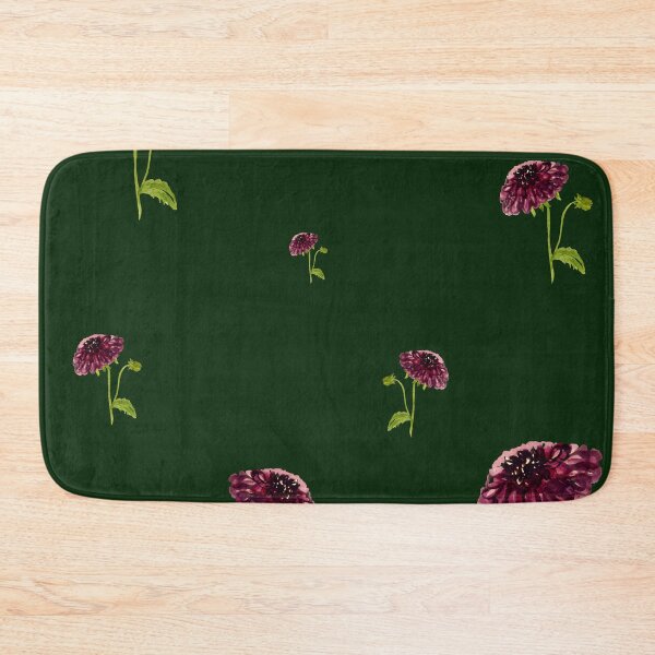 Aperçu de l'œuvre Dahlia red seamless cute pattern a watercolor green créée et vendue par Yana Mustafina | Boho Soulful Designs.
