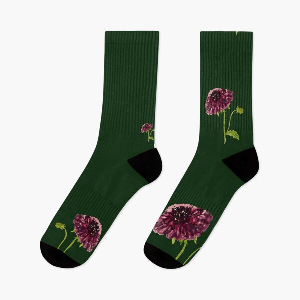 Artikelvorschau, Dahlia red seamless cute pattern a watercolor green entworfen und verkauft von Yana Mustafina | Boho Soulful Designs.