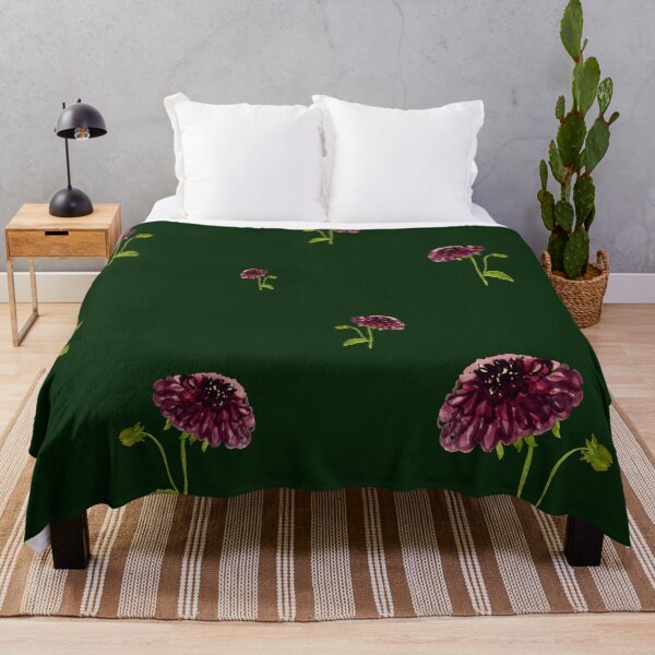 Aperçu de l'œuvre Dahlia red seamless cute pattern a watercolor green créée et vendue par Yana Mustafina | Boho Soulful Designs.