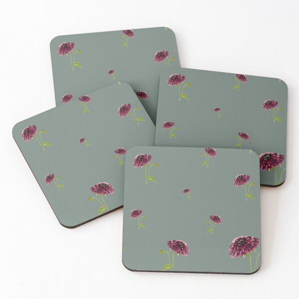 Artikelvorschau, Dahlia red seamless cute pattern a watercolor mint entworfen und verkauft von Yana Mustafina | Boho Soulful Designs.