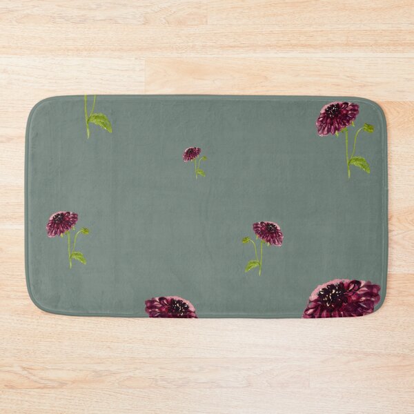 Aperçu de l'œuvre Dahlia red seamless cute pattern a watercolor mint créée et vendue par Yana Mustafina | Boho Soulful Designs.