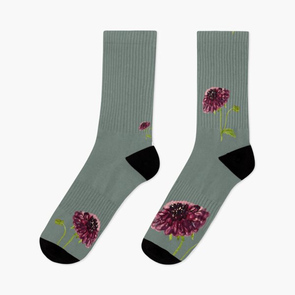 Item preview, Dahlia red seamless cute pattern a watercolor mint designed and sold by Yana Mustafina | Boho Soulful Designs.