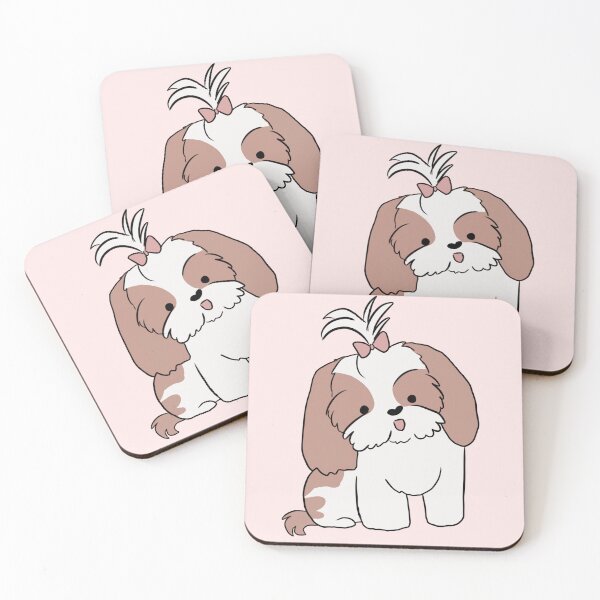 Item preview, Cute Shih tzu dog with a pink hair bow cartoon illustration for shih tzu owners designed and sold by Yarafantasyart.