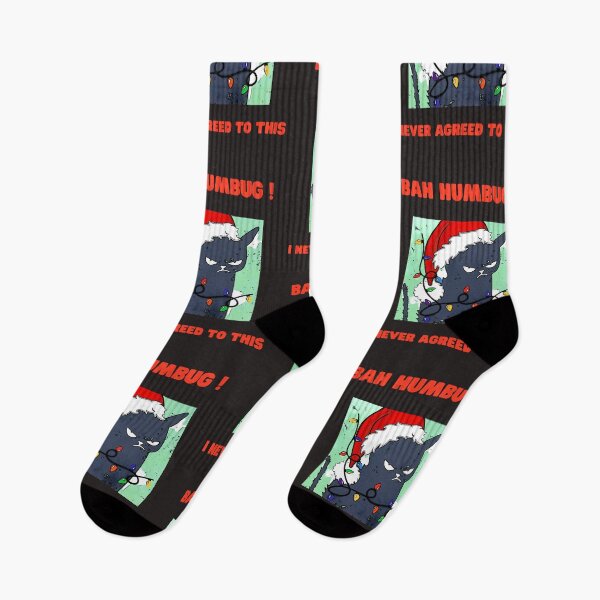 Item preview, Funny black cat with Santa hat and Christmas lights design designed and sold by t1n3333.