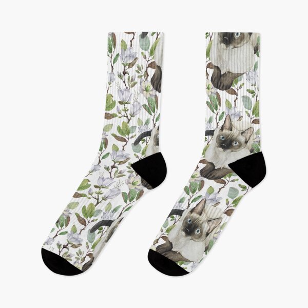 Item preview, White Magnolias and Siamese Cat designed and sold by DzineVine.
