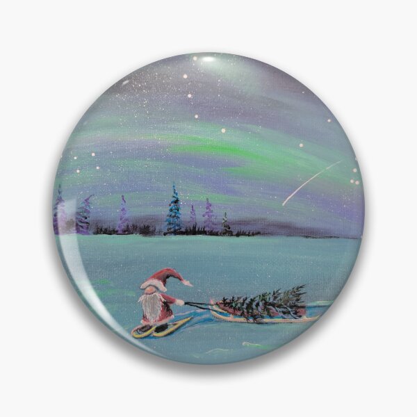Item preview, Gnome Under Aurora Pulling a Christmas Tree designed and sold by Debbie Center.