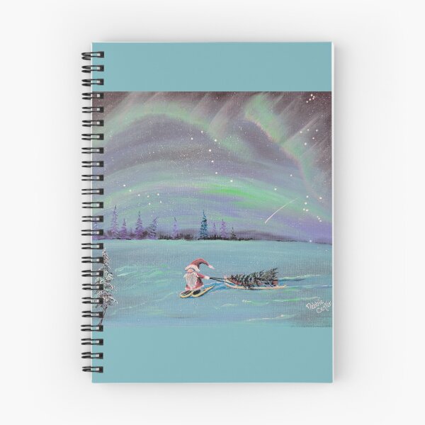Item preview, Gnome Under Aurora Pulling a Christmas Tree designed and sold by Debbie Center.
