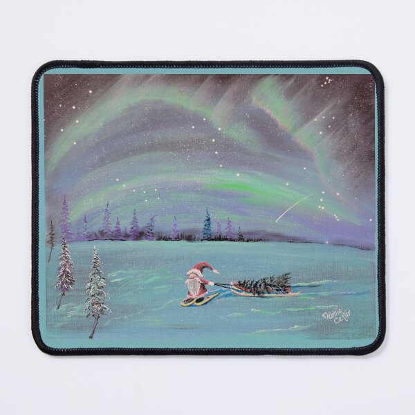 Item preview, Gnome Under Aurora Pulling a Christmas Tree designed and sold by Debbie Center.