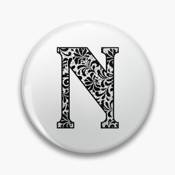 Artikelvorschau, Ein Buchstabe N - Schwarzes botanisches Monogramm aus Spitze entworfen und verkauft von Tasha-design.