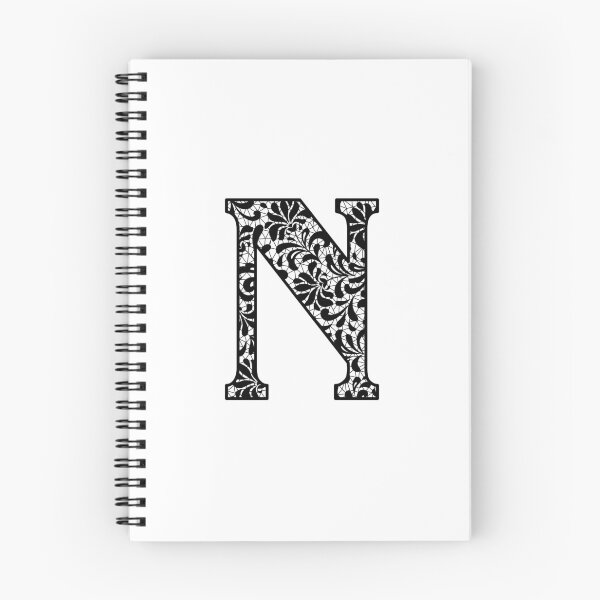 Artikelvorschau, Ein Buchstabe N - Schwarzes botanisches Monogramm aus Spitze entworfen und verkauft von Tasha-design.
