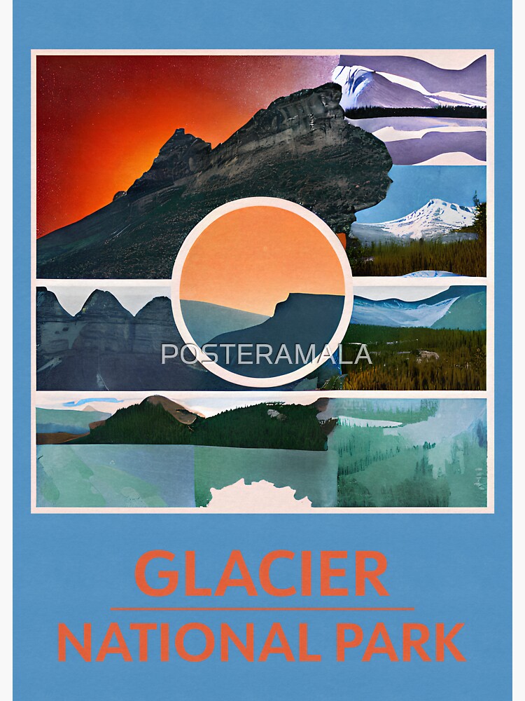 "Glacier National Park Vintage American National Park, Colorful