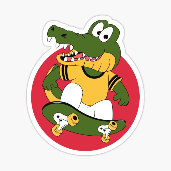crocodile Skating funny skateboarding gift for crocodile lovers Sticker