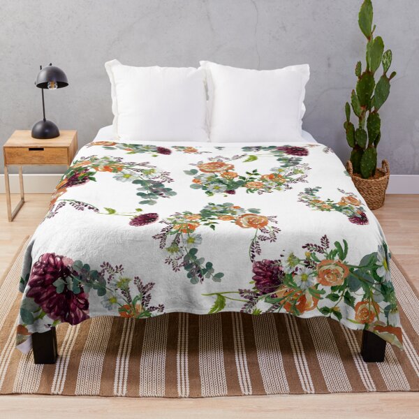 Aperçu de l'œuvre Dahlia red rose daisy pattern watercolor créée et vendue par Yana Mustafina | Boho Soulful Designs.