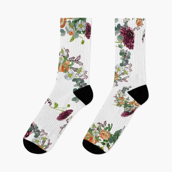Item preview, Dahlia red rose daisy pattern watercolor  designed and sold by Yana Mustafina | Boho Soulful Designs.