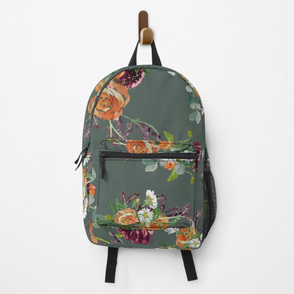 Item preview, Dahlia red rose daisy pattern watercolor light green designed and sold by Yana Mustafina | Boho Soulful Designs.