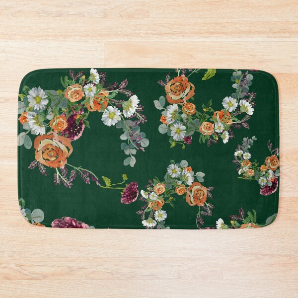 Aperçu de l'œuvre Dahlia red rose daisy pattern watercolor green créée et vendue par Yana Mustafina | Boho Soulful Designs.