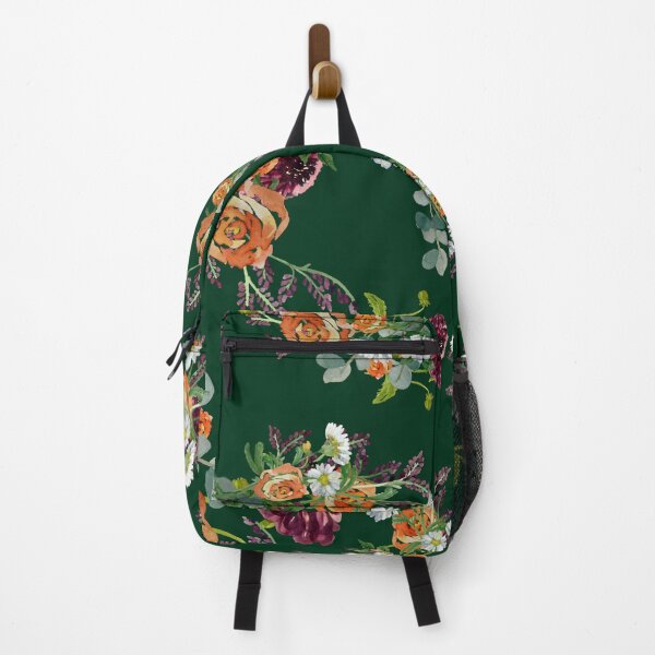 Aperçu de l'œuvre Dahlia red rose daisy pattern watercolor green créée et vendue par Yana Mustafina | Boho Soulful Designs.