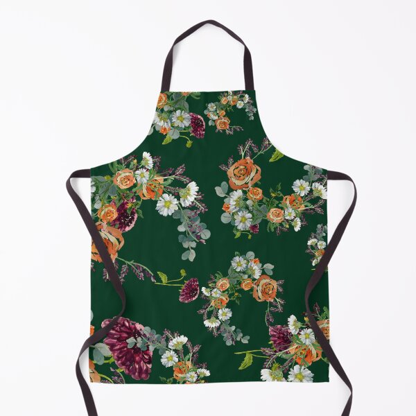 Artikelvorschau, Dahlia red rose daisy pattern watercolor green entworfen und verkauft von Yana Mustafina | Boho Soulful Designs.