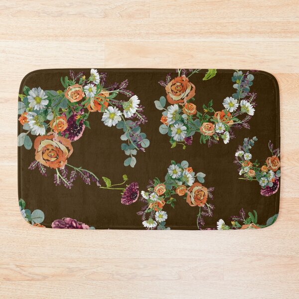 Artikelvorschau, Dahlia red rose daisy pattern watercolor brown entworfen und verkauft von Yana Mustafina | Boho Soulful Designs.