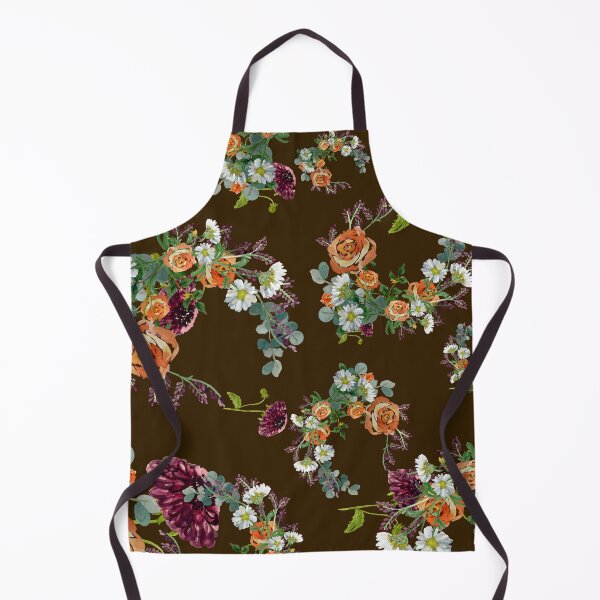 Artikelvorschau, Dahlia red rose daisy pattern watercolor brown entworfen und verkauft von Yana Mustafina | Boho Soulful Designs.