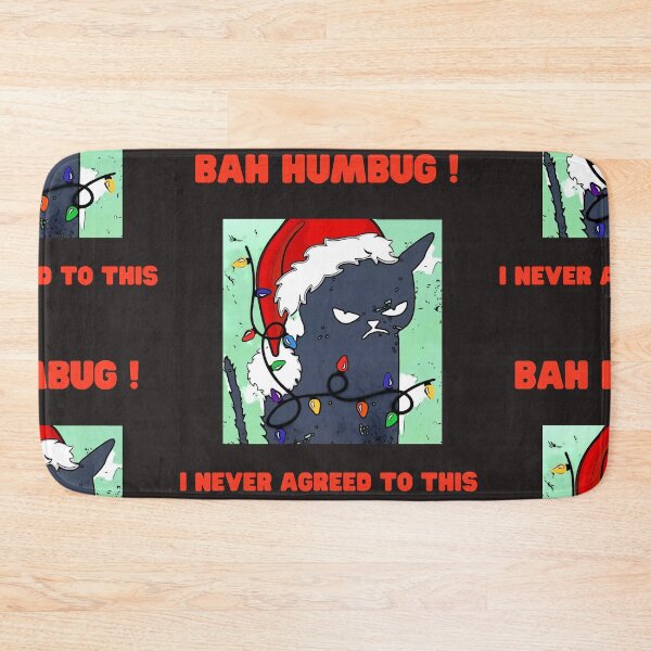 Item preview, Funny black cat with Santa hat and Christmas lights design designed and sold by t1n3333.