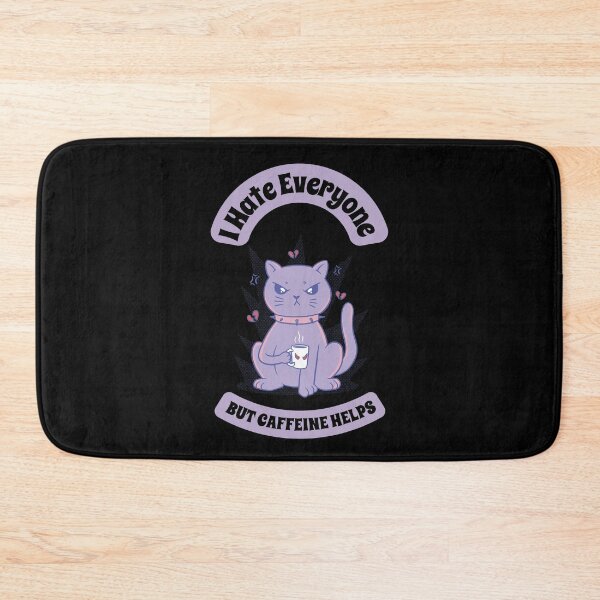 Item preview, I Hate Everyone But Caffeine Helps Funny Sarcastic Angry Cat designed and sold by Georgy09.