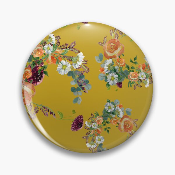 Artikelvorschau, Dahlia red rose daisy pattern watercolor yellow entworfen und verkauft von Yana Mustafina | Boho Soulful Designs.