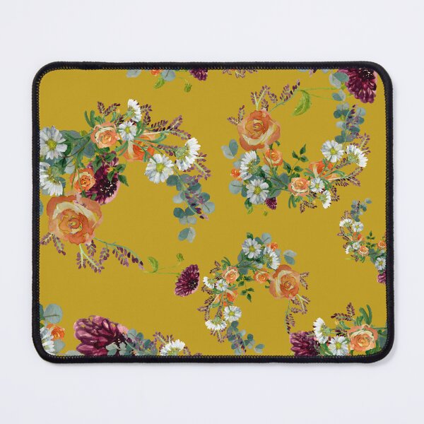 Artikelvorschau, Dahlia red rose daisy pattern watercolor yellow entworfen und verkauft von Yana Mustafina | Boho Soulful Designs.