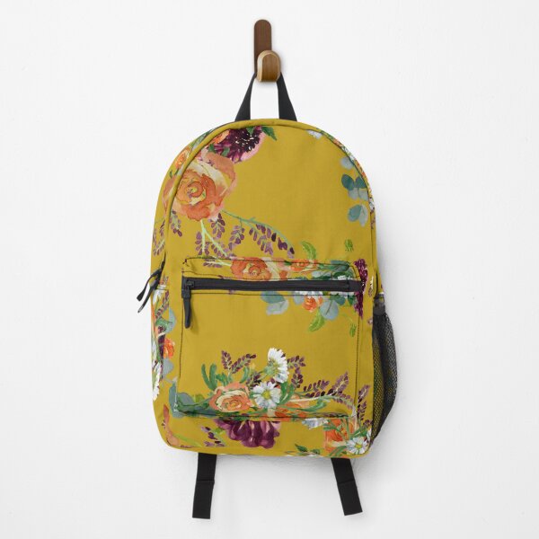 Aperçu de l'œuvre Dahlia red rose daisy pattern watercolor yellow créée et vendue par Yana Mustafina | Boho Soulful Designs.