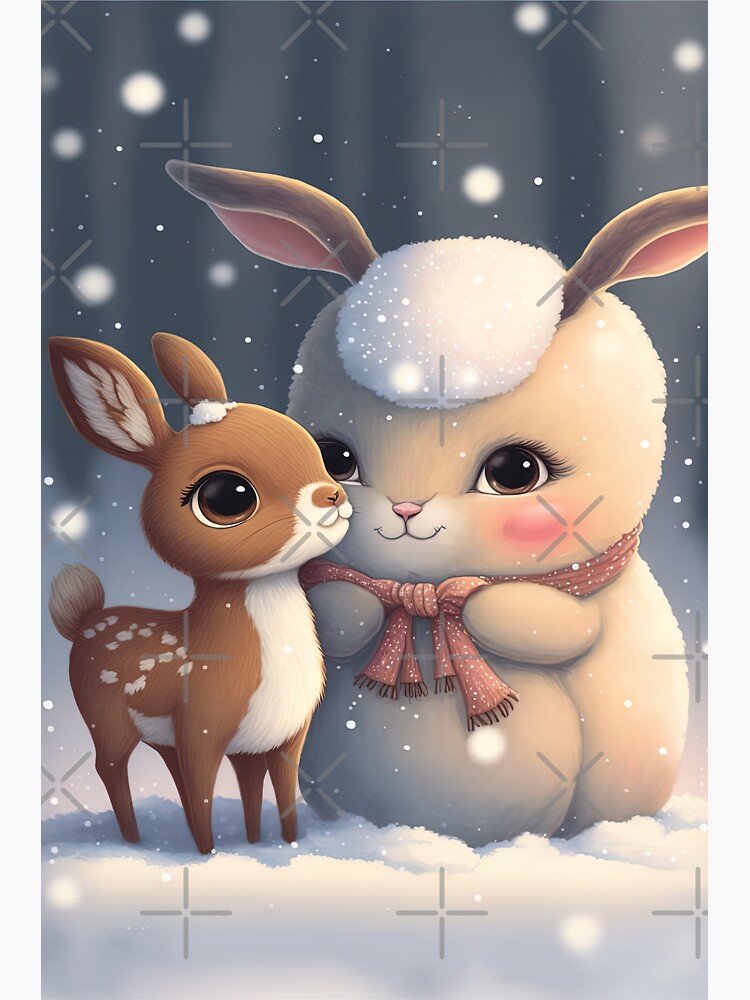 Cute Rabbit Wearing Winter Clothes Sticker for Sale by Juliascutecornr