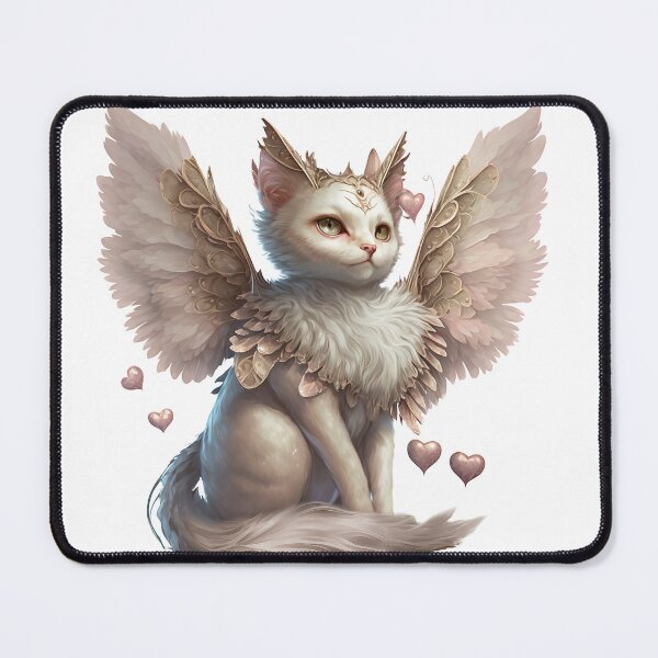 Item preview, Cute Pink Fairy Cat with Gold accented Angel wings designed and sold by photo4u2.