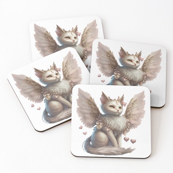 Item preview, Cute Pink Fairy Cat with Gold accented Angel wings designed and sold by photo4u2.