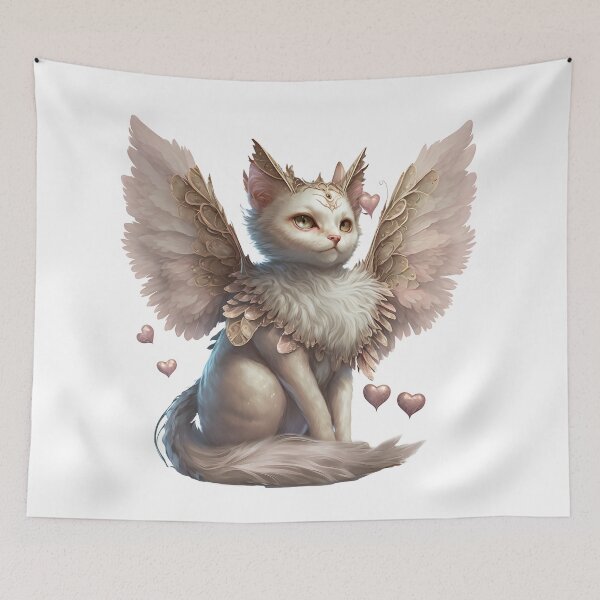 Item preview, Cute Pink Fairy Cat with Gold accented Angel wings designed and sold by photo4u2.