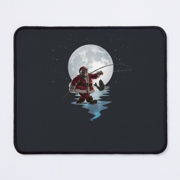 Item preview, Merry Fishmas Funny Christmas Fishing Art, Santa Fisherman Moonlit Silhouette designed and sold by Ransyn Art.