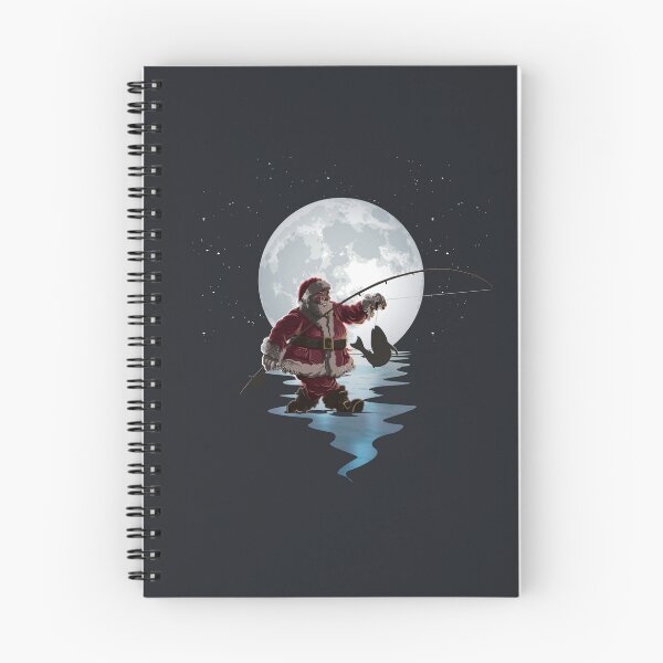 Item preview, Merry Fishmas Funny Christmas Fishing Art, Santa Fisherman Moonlit Silhouette designed and sold by Ransyn Art.
