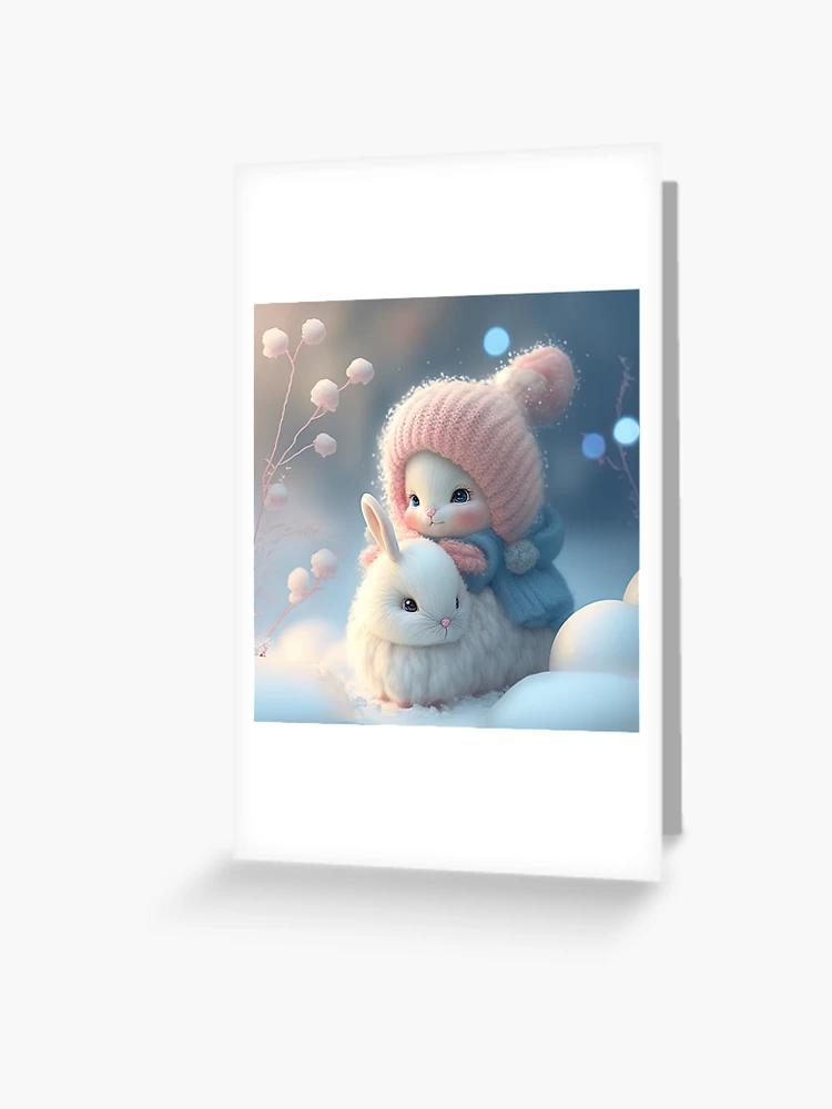 Lapin drôle dans la neige, noël ou pâques concept. Un lièvre gris jouet est  assis dans une dérive de neige sur fond de forêt et de neige tombant. Carte  postale Photo Stock - Alamy